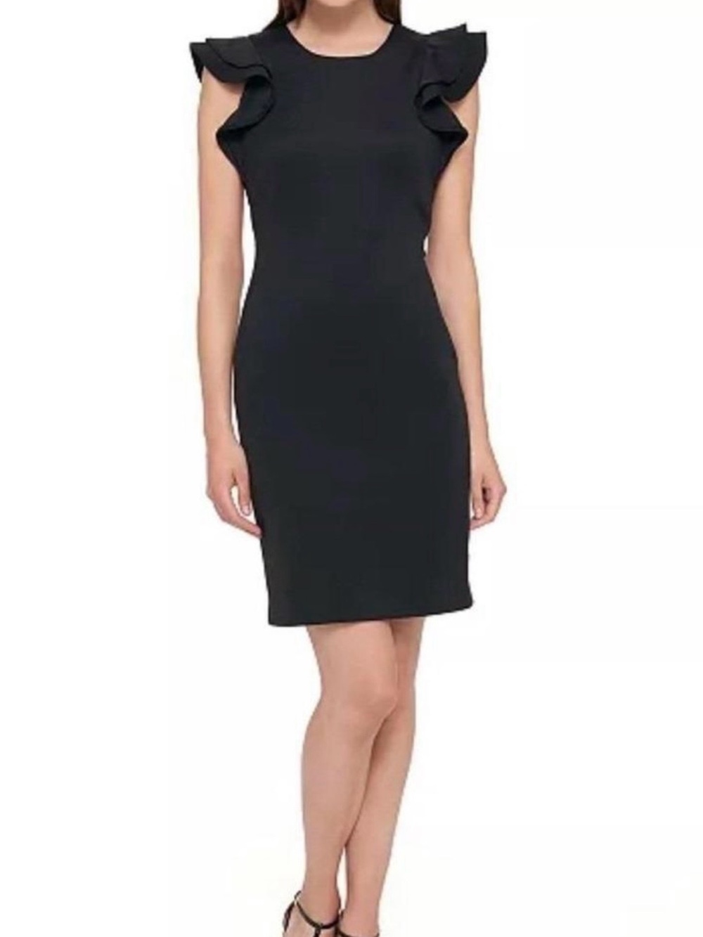 *NWT* Tommy Hilfiger Black Ruffle-Shoulder Dress